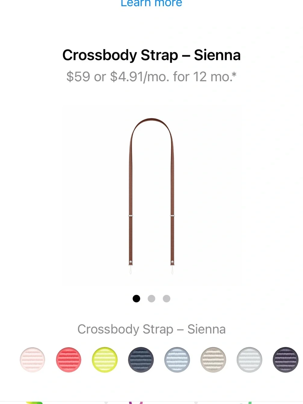 Apple Crossbody Strap in Sienna (Camel/Brown)